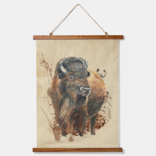 Bison Buffalo Wilhelm Tell Wandteppich Mit Holzrahmen