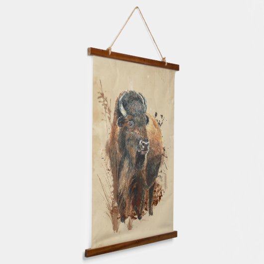 Bison Buffalo Wilhelm Tell Wandteppich Mit Holzrahmen (Gewinkelt)
