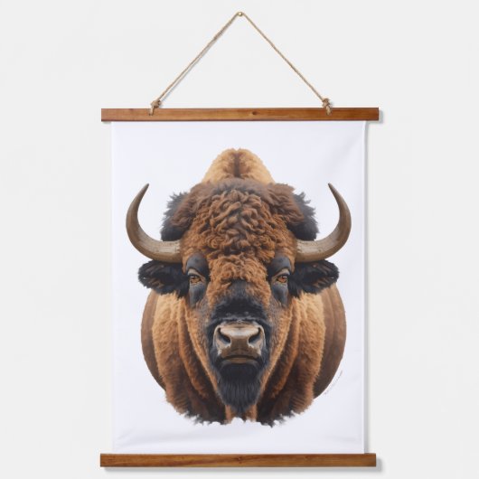 Bison / Büffel Wandteppich Mit Holzrahmen (Vorderseite)