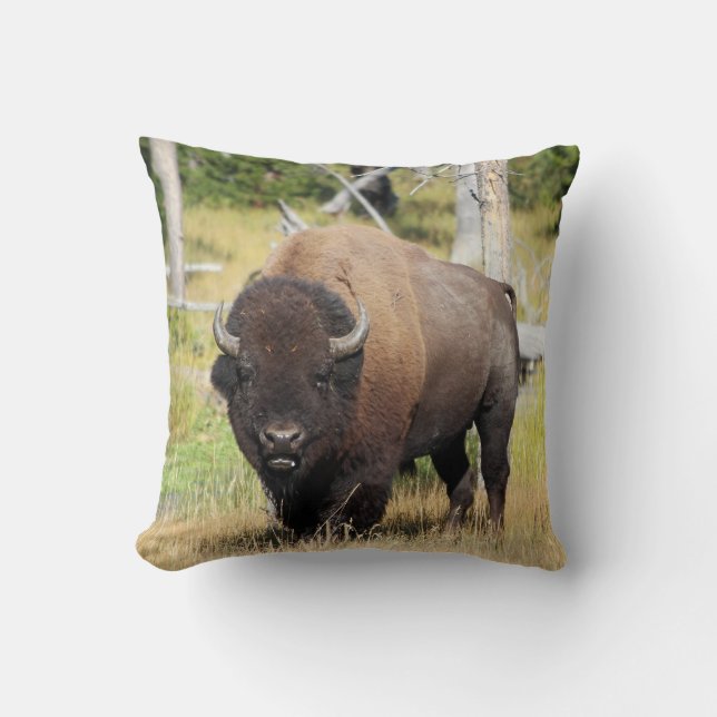 Bison Bull Throw Kissen (Vorderseite)