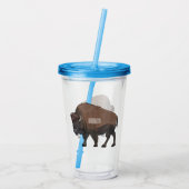 Bison-Cartoon-Abbildung Acryltrinkbecher (Rückseite)