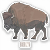 Bison-Cartoon-Abbildung Aufkleber (Vorderseite)