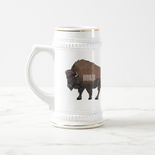 Bison-Cartoon-Abbildung Bierglas (Links)