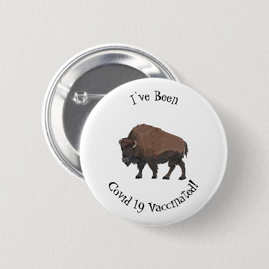 Bison-Cartoon-Abbildung Button (Vorne & Hinten)