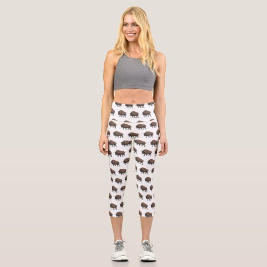 Bison-Cartoon-Abbildung Capri Leggings (Vorderseite)