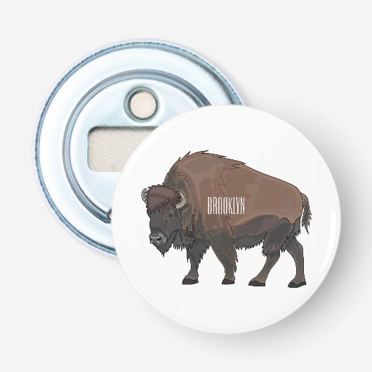 Bison-Cartoon-Abbildung Flaschenöffner (Vorderseite)