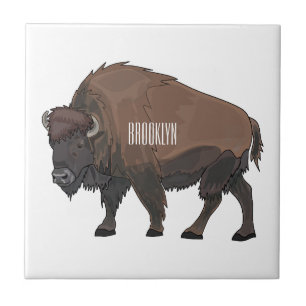 Bison-Cartoon-Abbildung Fliese