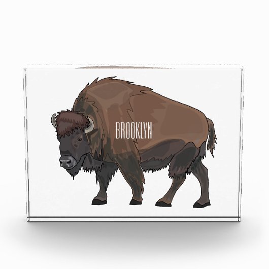 Bison-Cartoon-Abbildung Fotoblock (Vorderseite)