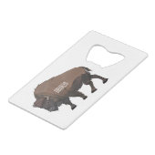 Bison-Cartoon-Abbildung Geldbeutel Flaschenöffner (Vorderseite Schrägansicht)