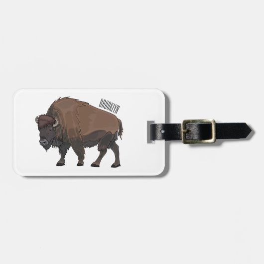 Bison-Cartoon-Abbildung Gepäckanhänger (Vorderseite horizontal)
