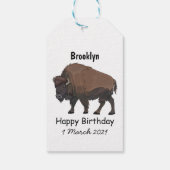 Bison-Cartoon-Abbildung Geschenkanhänger (Rückseite)
