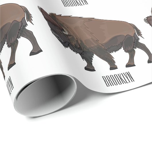 Bison-Cartoon-Abbildung Geschenkpapier (Rolleneckpunkt)