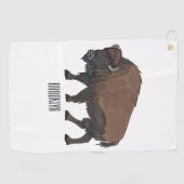 Bison-Cartoon-Abbildung Golfhandtuch (Horizontal)