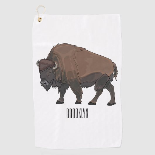 Bison-Cartoon-Abbildung Golfhandtuch (Vorderseite)