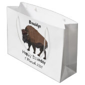 Bison-Cartoon-Abbildung Große Geschenktüte (Rückseite Schrägansicht)