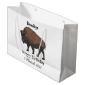 Bison-Cartoon-Abbildung Große Geschenktüte (Vorderseite Schrägansicht)