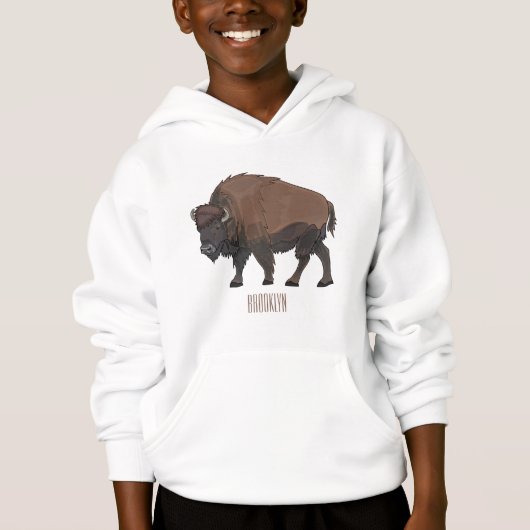 Bison-Cartoon-Abbildung Hoodie (Vorderseite)