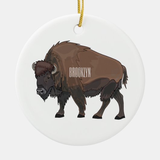 Bison-Cartoon-Abbildung Keramik Ornament (Vorne)