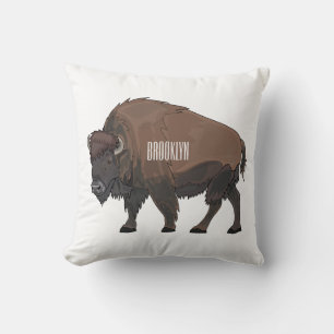 Bison-Cartoon-Abbildung Kissen