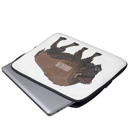 Bison-Cartoon-Abbildung Laptopschutzhülle (Vorne Knopf)