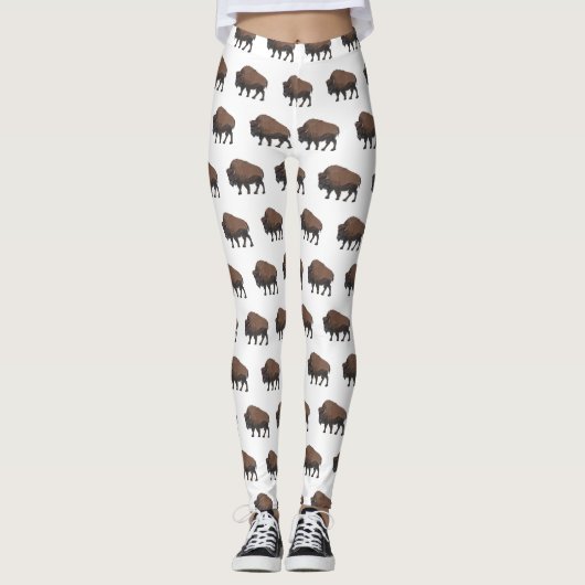 Bison-Cartoon-Abbildung Leggings (Vorderseite)