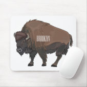 Bison-Cartoon-Abbildung Mousepad (Mit Mouse)
