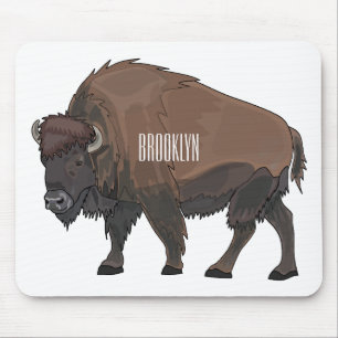 Bison-Cartoon-Abbildung Mousepad