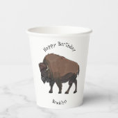 Bison-Cartoon-Abbildung Pappbecher (Rückseite)