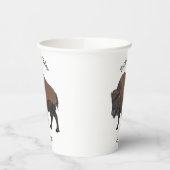 Bison-Cartoon-Abbildung Pappbecher (Links)