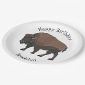Bison-Cartoon-Abbildung Pappteller (Schrägansicht)