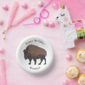 Bison-Cartoon-Abbildung Pappteller (Party)