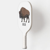 Bison-Cartoon-Abbildung Pickleball Schläger (Links)