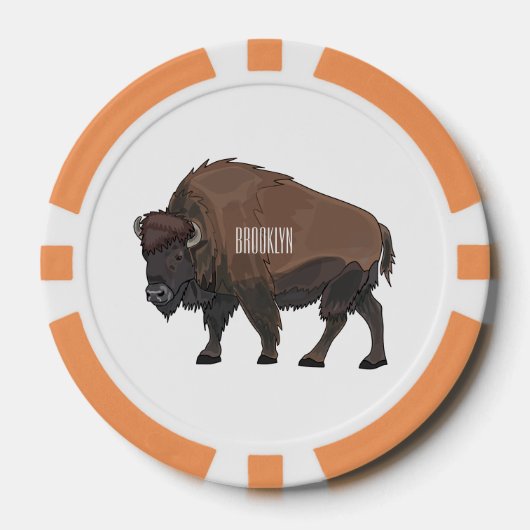 Bison-Cartoon-Abbildung Pokerchips (Vorderseite)
