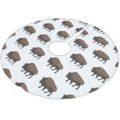 Bison-Cartoon-Abbildung Polyester Weihnachtsbaumdecke (Schrägansicht)