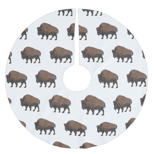 Bison-Cartoon-Abbildung Polyester Weihnachtsbaumdecke (Vorderseite)