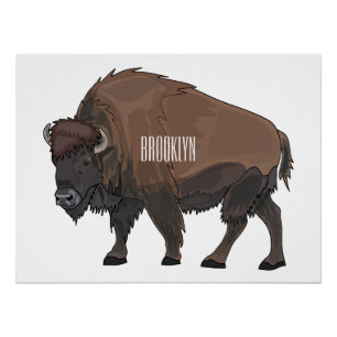 Bison-Cartoon-Abbildung Poster
