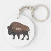 Bison-Cartoon-Abbildung Schlüsselanhänger (Rückseite)