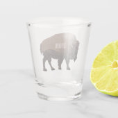 Bison-Cartoon-Abbildung Schnapsglas (Rückseite)