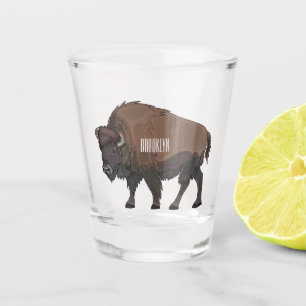 Bison-Cartoon-Abbildung Schnapsglas