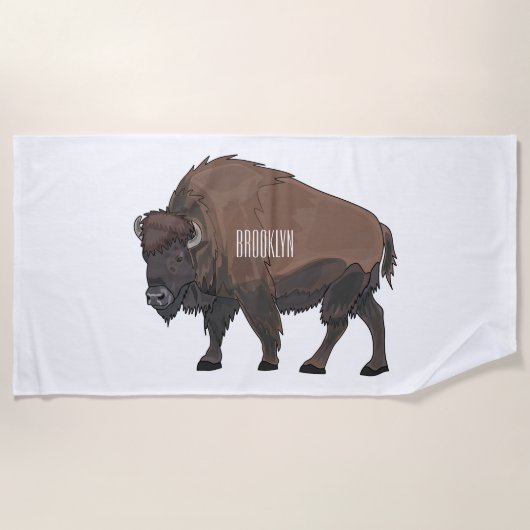 Bison-Cartoon-Abbildung Strandtuch (Vorderseite)