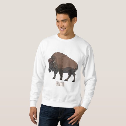 Bison-Cartoon-Abbildung Sweatshirt (Vorne ganz)