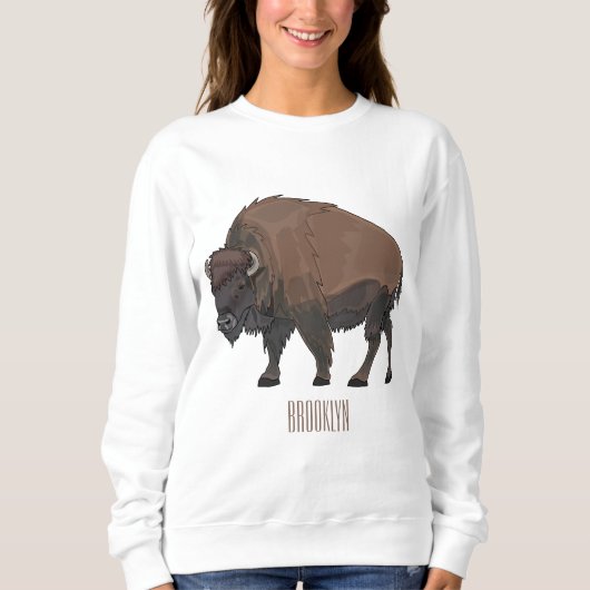 Bison-Cartoon-Abbildung Sweatshirt (Vorderseite)