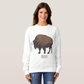 Bison-Cartoon-Abbildung Sweatshirt (Vorne ganz)