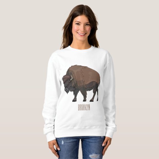 Bison-Cartoon-Abbildung Sweatshirt (Vorne ganz)