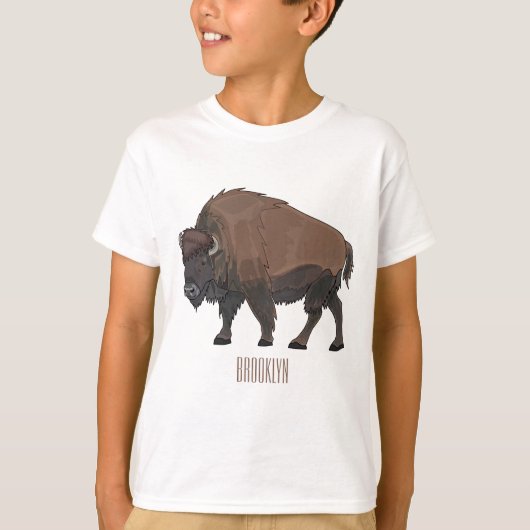 Bison-Cartoon-Abbildung T-Shirt (Vorderseite)