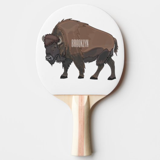Bison-Cartoon-Abbildung Tischtennis Schläger (Vorderseite)