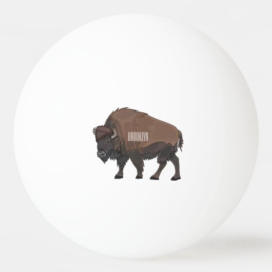 Bison-Cartoon-Abbildung Tischtennisball (Vorderseite)