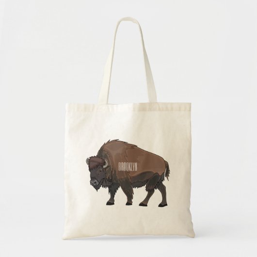 Bison-Cartoon-Abbildung Tragetasche (Vorne)