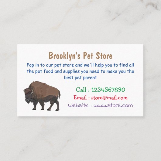 Bison-Cartoon-Abbildung Visitenkarte (Vorderseite)