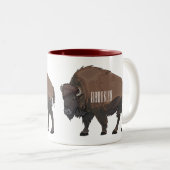 Bison-Cartoon-Abbildung Zweifarbige Tasse (VorderseiteRechts)